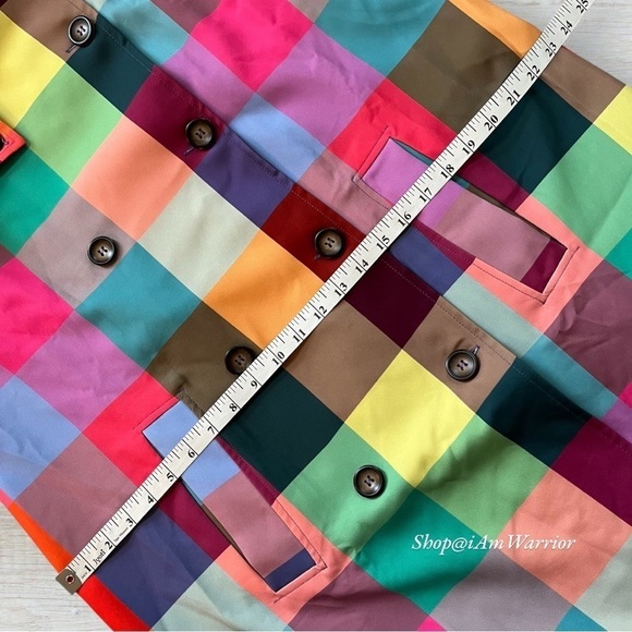 Rainbow checkered NWT double breasted belted trench coat *shop@iamwarrior - Picture 13 of 16